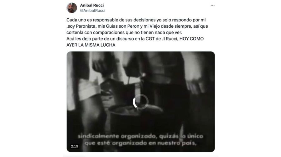 El hijo mayor de José Ignacio Rucci se despegó de su hermana Claudia:
