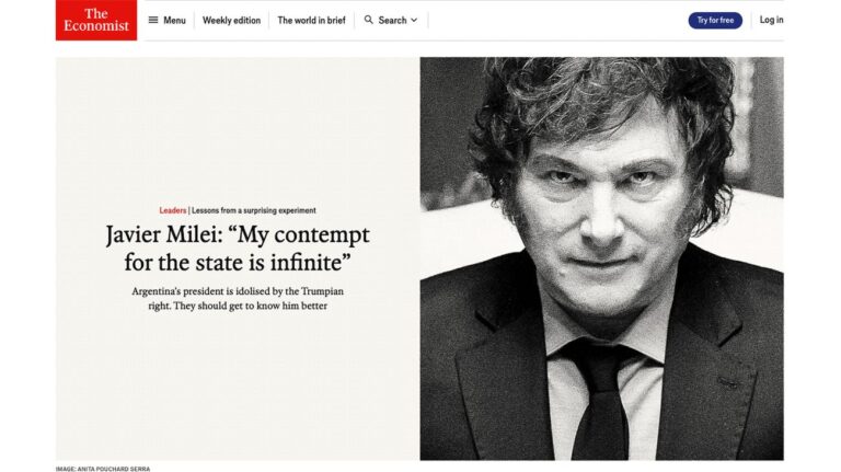 El Presidente Javier Milei en la tapa de The Economist: “Mi desprecio por el Estado es infinito”