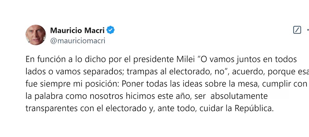 Tweet de Macri