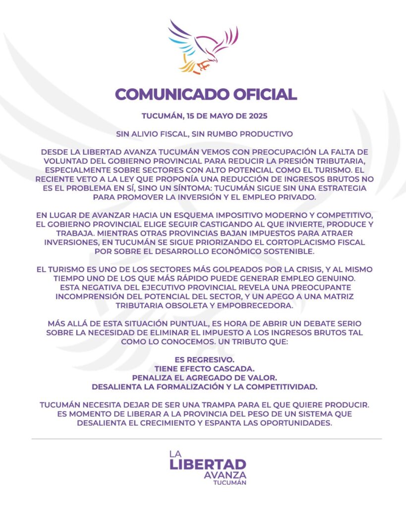 Comunicado de La Libertad Avanza 