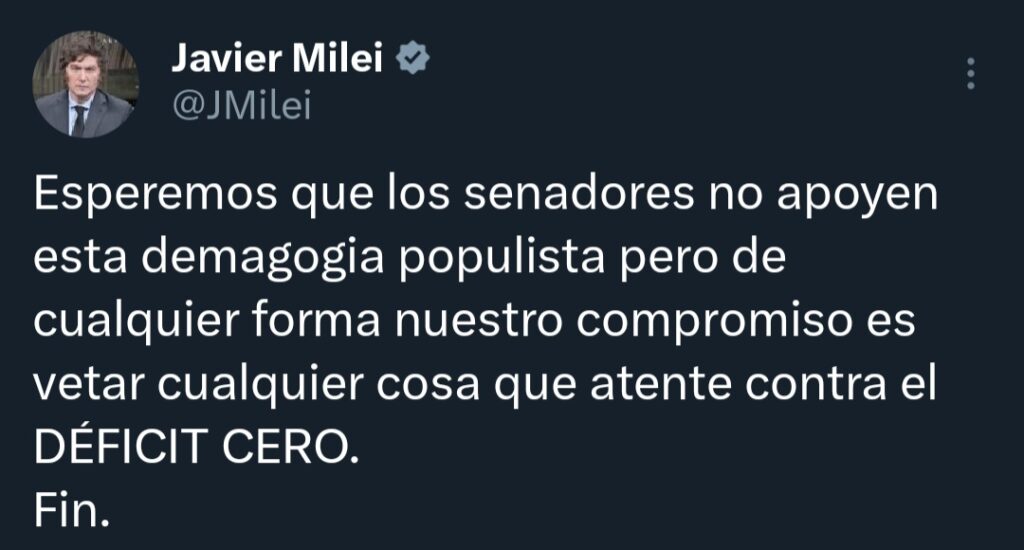 El Congreso desafia a Milei