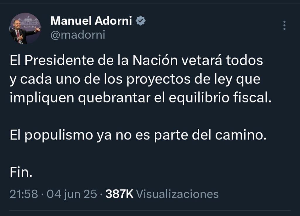Congreso desafía a Milei