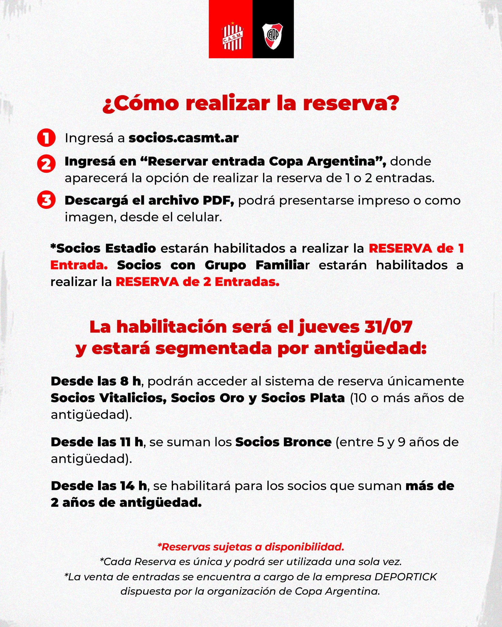 Atención Cirujas: cómo comprar las entradas para el duelo ante River por Copa Argentina 2 Entradas