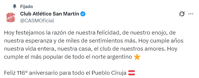 San Martín de Tucumán cumple 116 años: "hoy festejamos la razón de nuestra felicidad, de nuestro enojo, y de nuestra esperanza" 2 Captura de pantalla 2025 11 02 170937