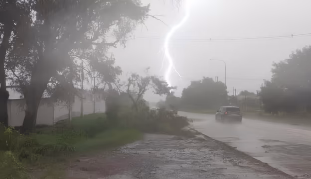 Tormenta eléctrica en El Bracho: Defensa Civil llevó tranquilidad tras el incendio por la caída de un rayo