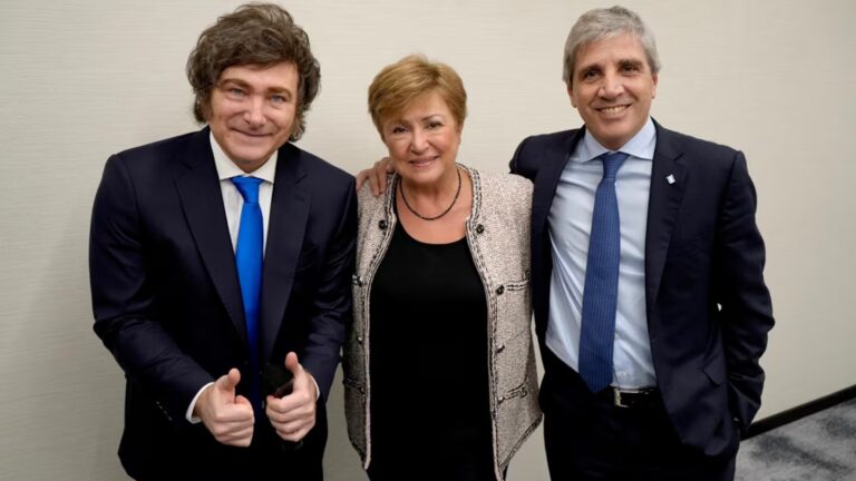 Milei, Caputo y Giorgieva (FMI)