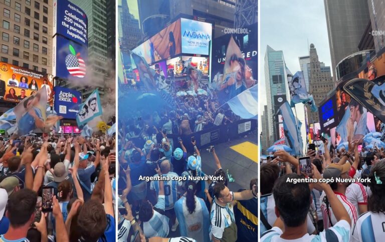 Miles de argentinos coparon Times Square en la previa de la final del Mundial
