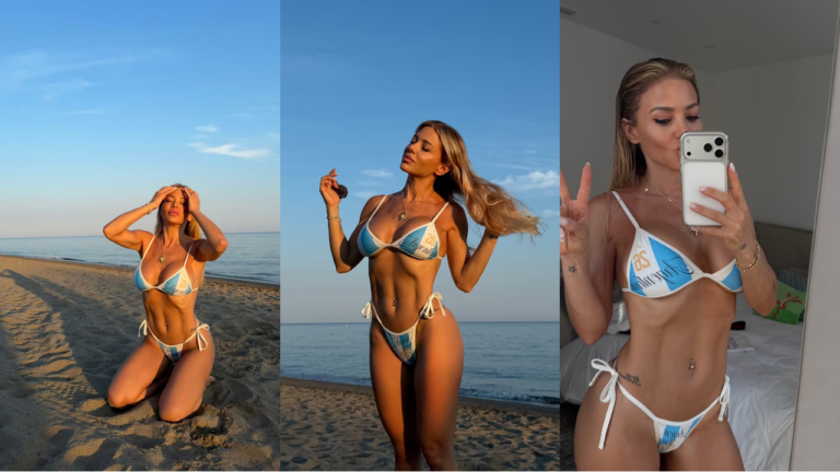 Las fotos de Evangelina Anderson que hicieron estallar las redes antes del partido de Argentina